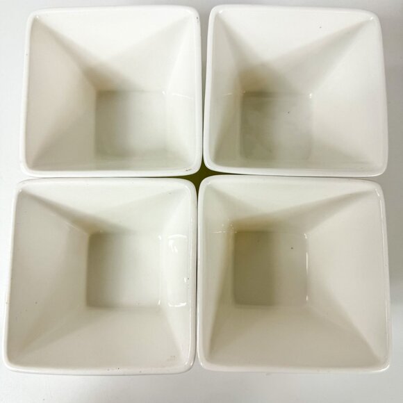 Ciroa Simple Serve Flatware Square White Black Ceramic Bowls Set Of 4 - Picture 6 of 7